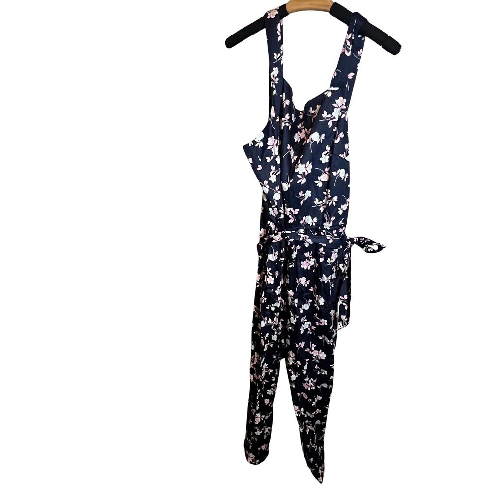 Charter‎ Club Womens Floral Jumpsuit XXL Intrepid Blue Smocked Back Mommy and Me
